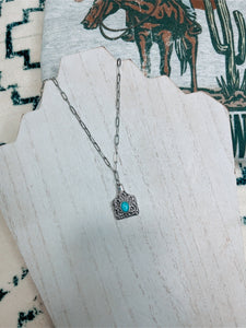 Turquoise Cattle Tag Necklace