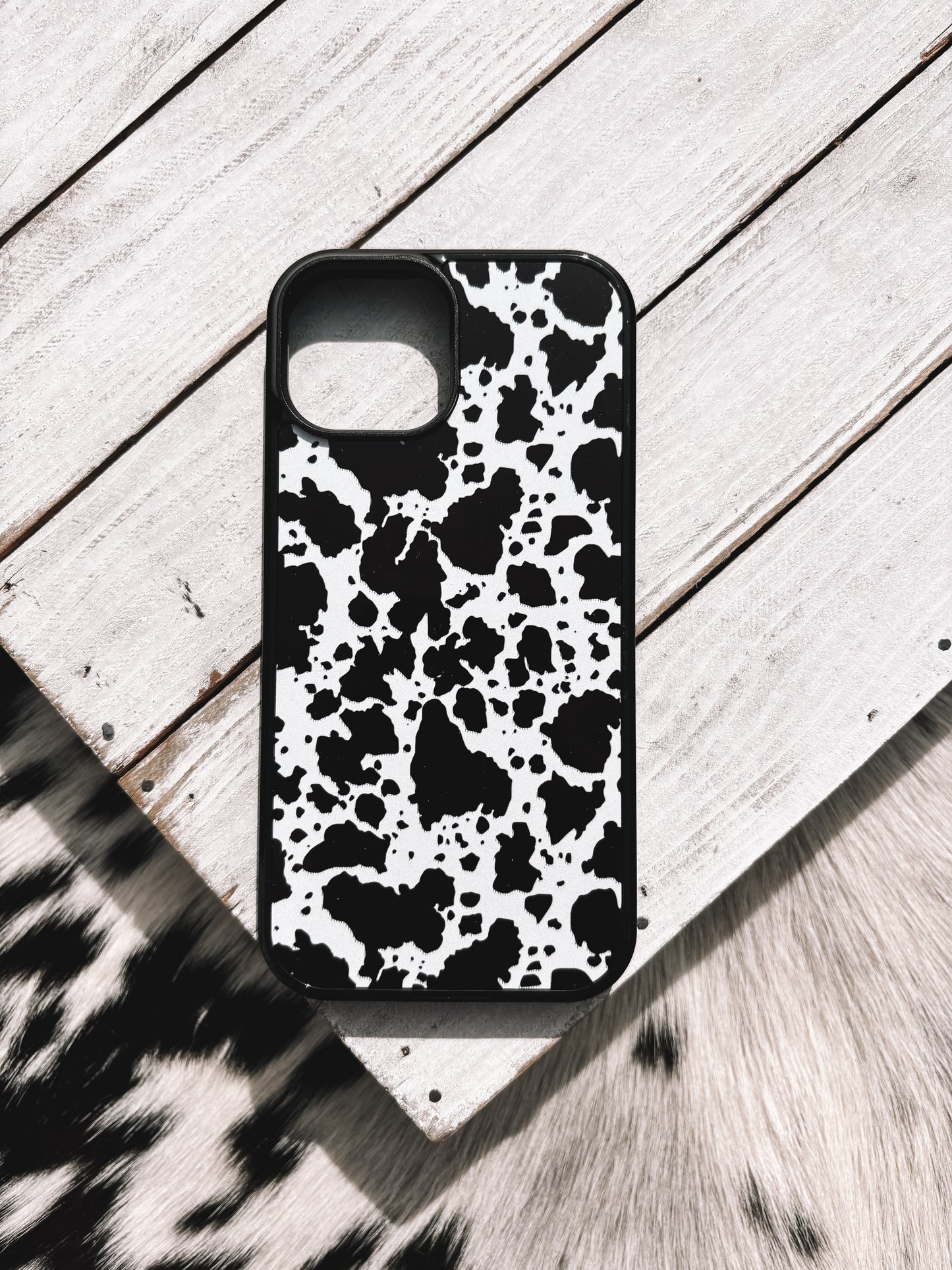 Black Cow Print Phone Case