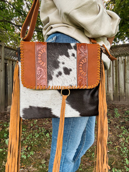 Sunflower Tooled Leather Purse