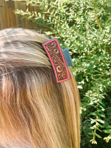 Hot Pink Tooled Claw Clip