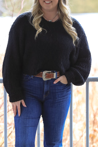 Black Knit Cropped Sweater