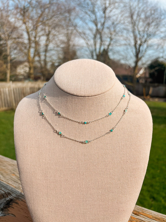 Dainty Turquoise & Silver Necklace