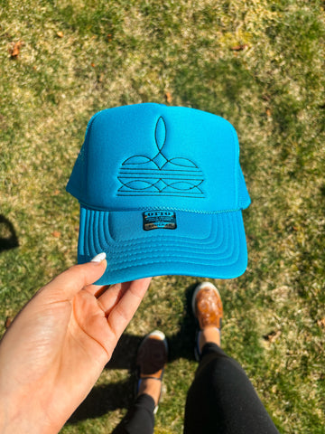 Blue Boot Stitch Trucker Hat