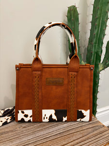 Brown Cow Print Wrangler Purse