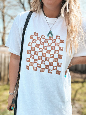 Brown Western Checkered Tee