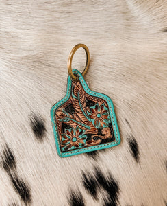 Turquoise Tooled Keychain