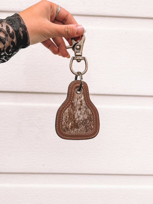 Brown Cowhide Keychain