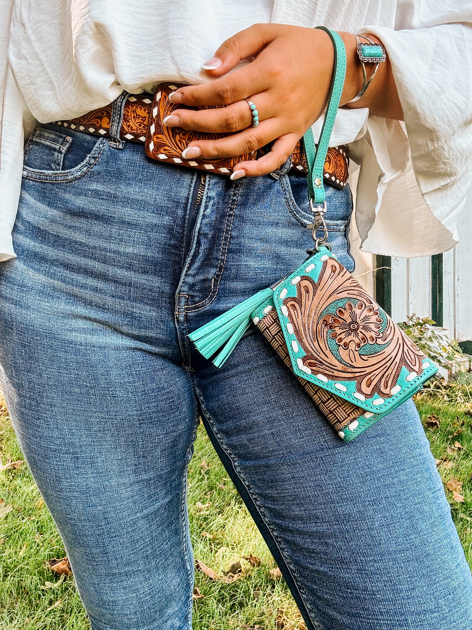 Treasure Bloom Turquoise Tooled Wallet