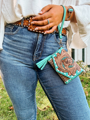 Treasure Bloom Turquoise Tooled Wallet