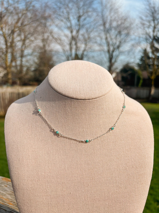 Dainty Turquoise & Silver Necklace