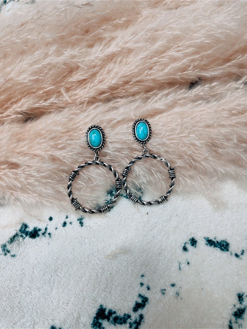 Turquoise Barbed Wire Earrings