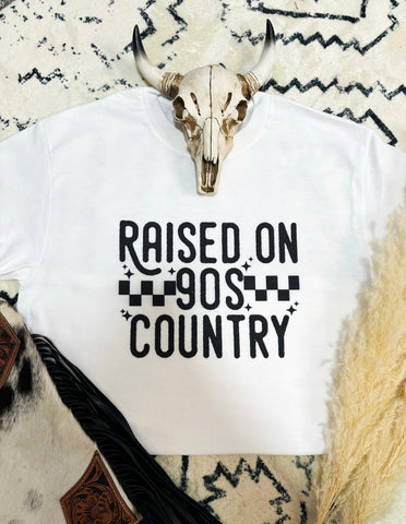 Raised on 90's Country Tee - White