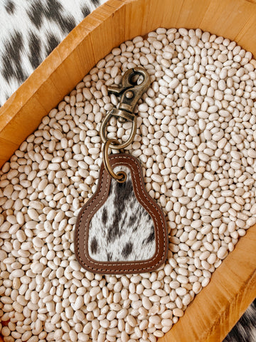 Black & White Cowhide Keychain