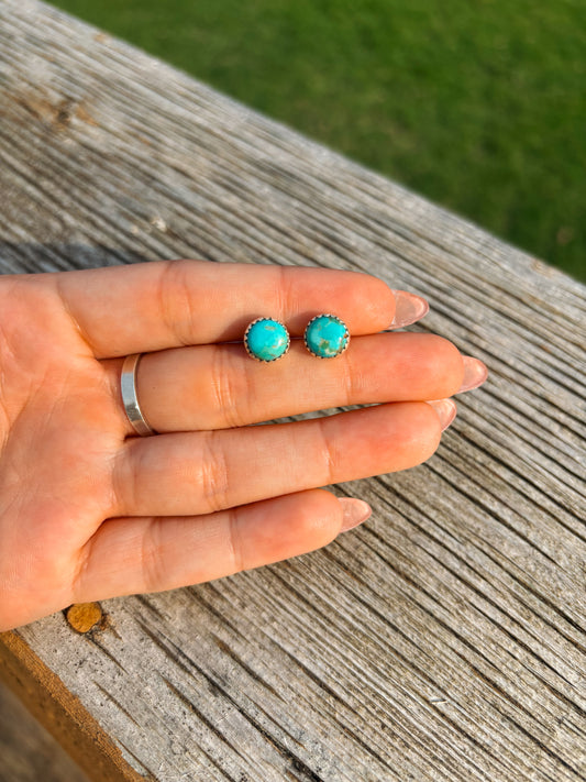 Turquoise Round Stone Studs