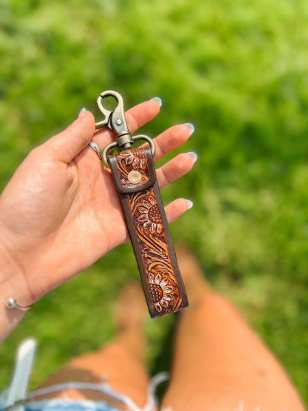 Sunflower Tooled Wristlet