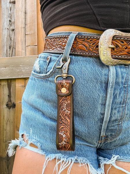 Sunflower Tooled Wristlet