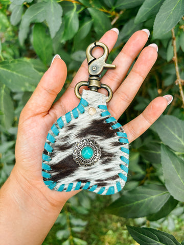 Turquoise Stitched Keychain