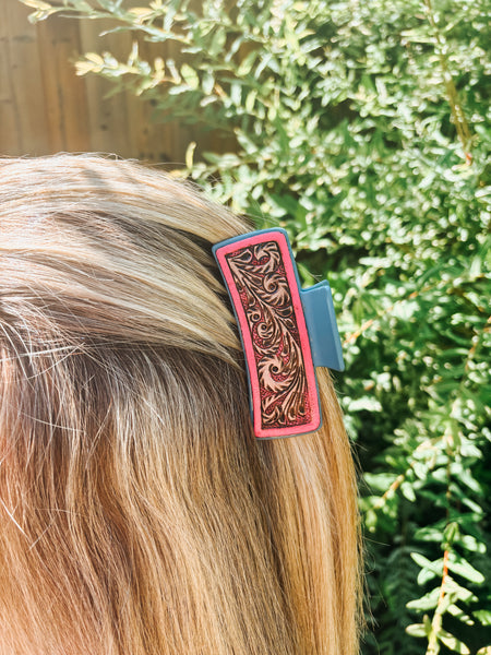 Hot Pink Tooled Claw Clip