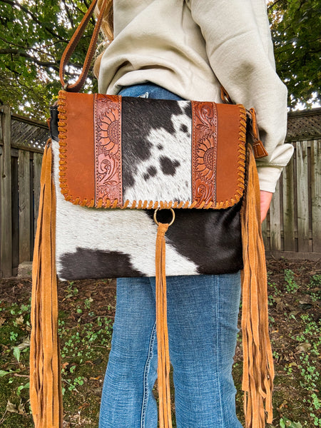 Sunflower Tooled Leather Purse