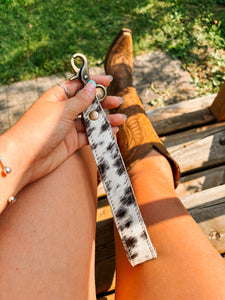 Black and White Cowhide Wristlet