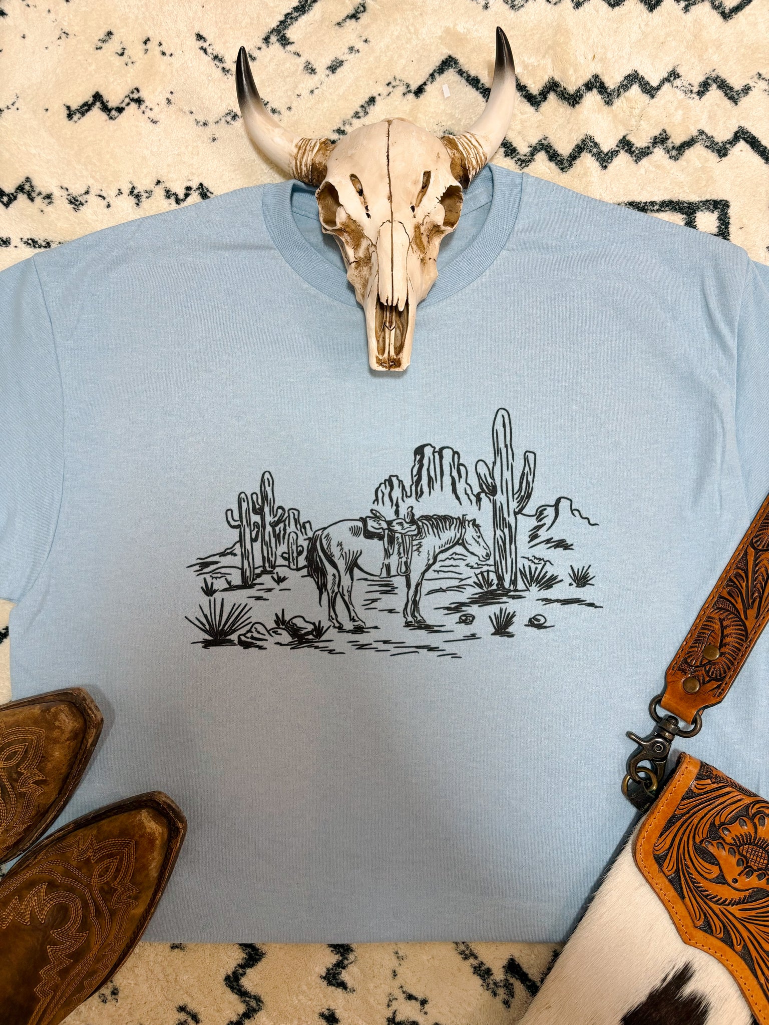 Wild Horse Tee - Light Blue