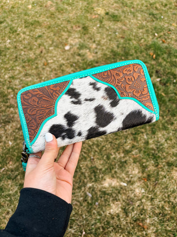 Turquoise & Cowhide Wallet