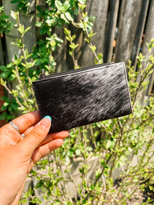 Black & White Cowhide Card Holder