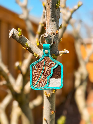 Turquoise Leaf Keychain