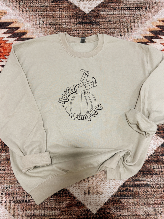 Howdy Pumpkin Crewneck - Sand