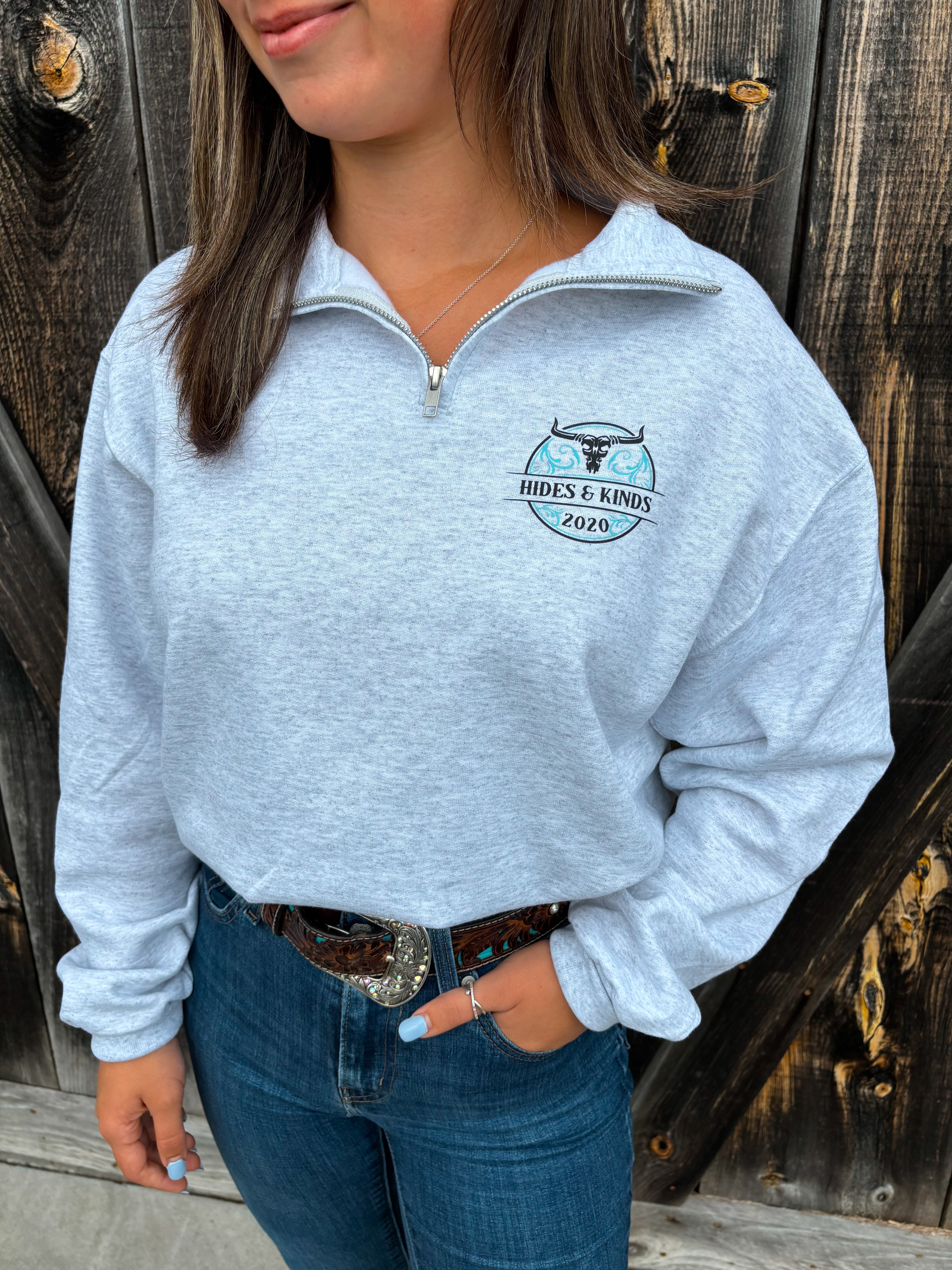 Stampede Logo Quarter Zip – Turquoise Logo | Country Zip-Up