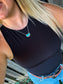 Western inspired silver bar necklace with rectangular turquoise stone