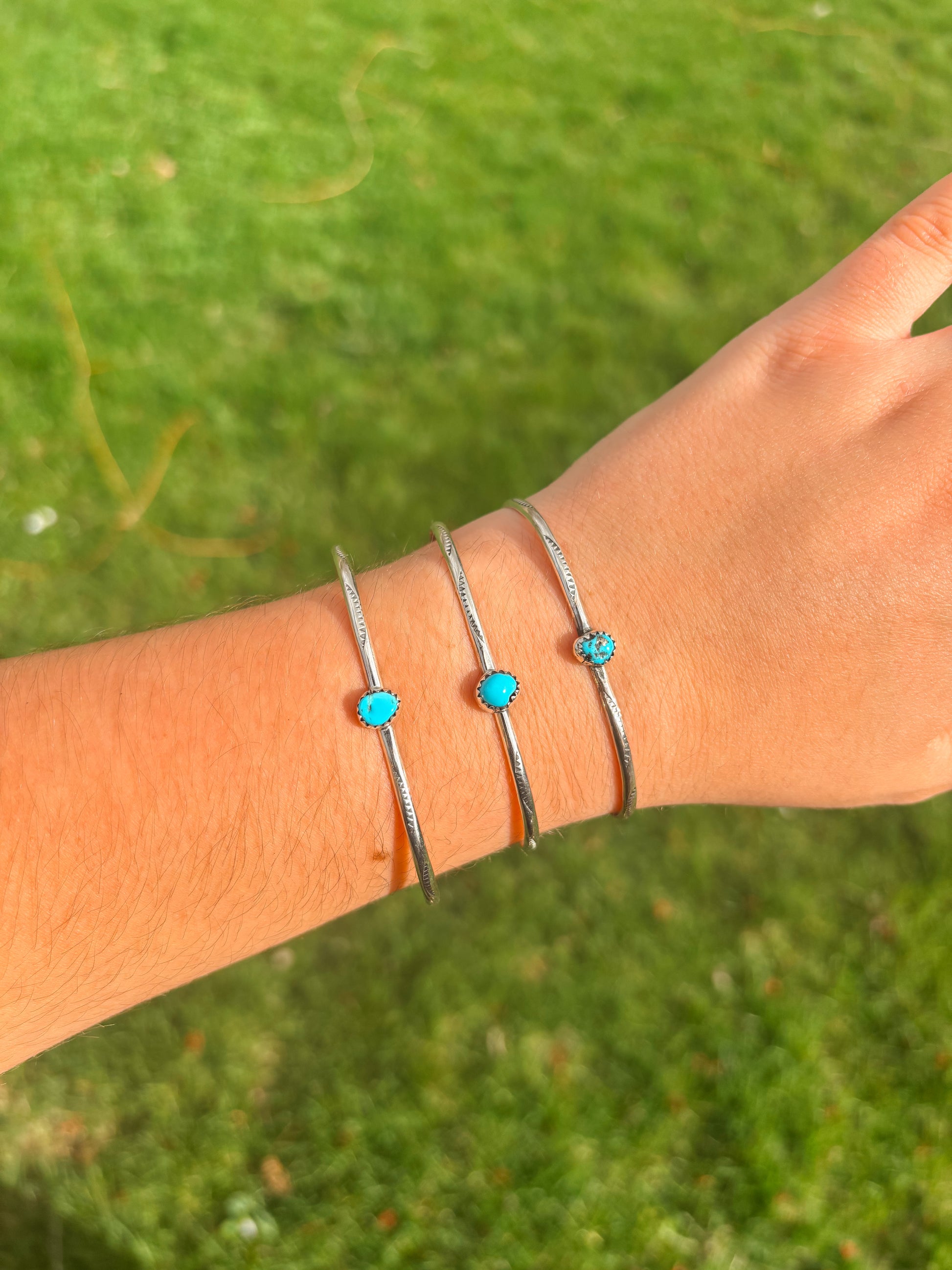 Sterling silver cuff bracelet with genuine turquoise stone, western boho jewelry