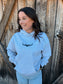 Hides & Kinds grey hoodie with horns logo western country hoodie front view
