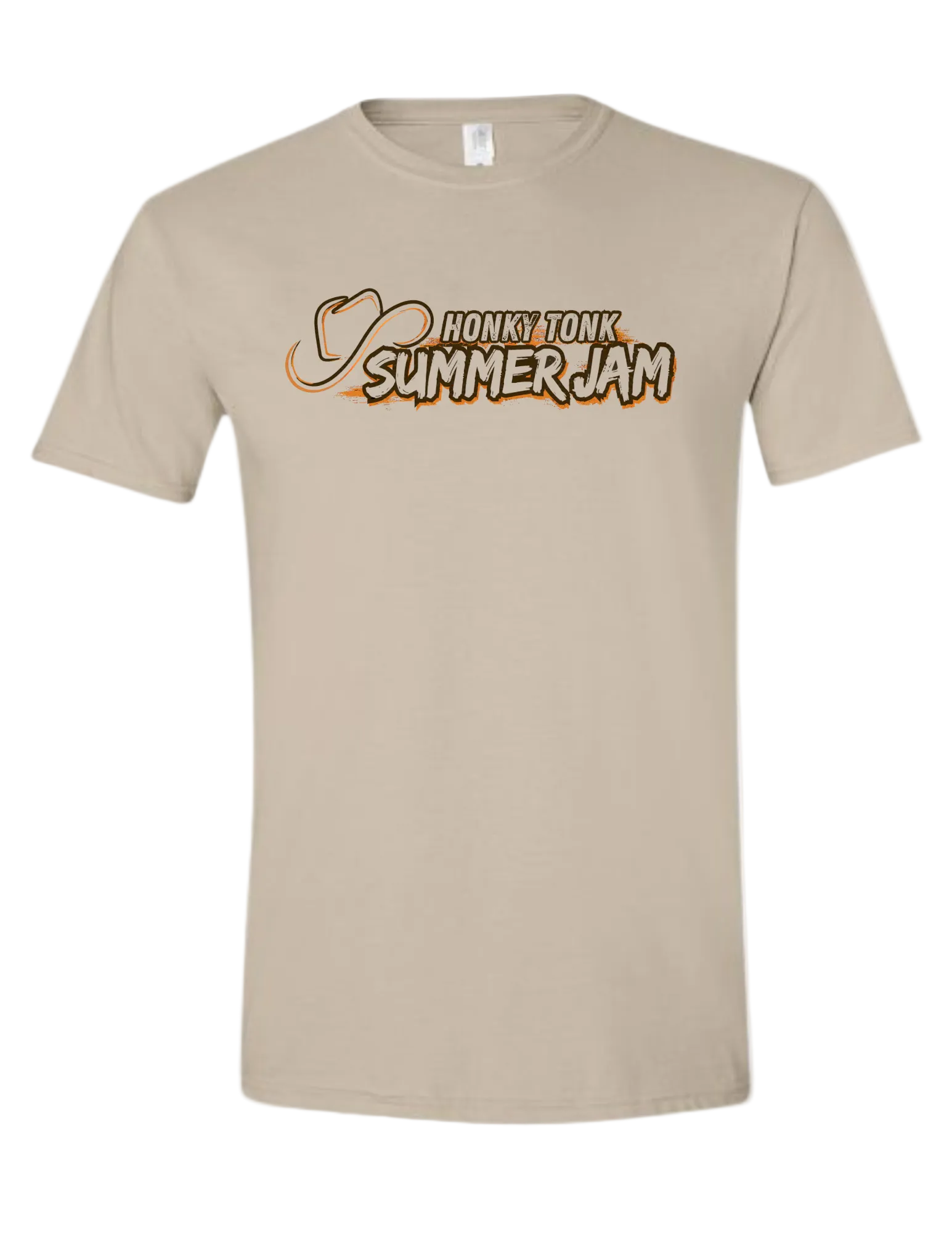 Sand colored Honky Tonk Summer Jam Classic Tee featuring western inspired country music festival logo graphic on the front.