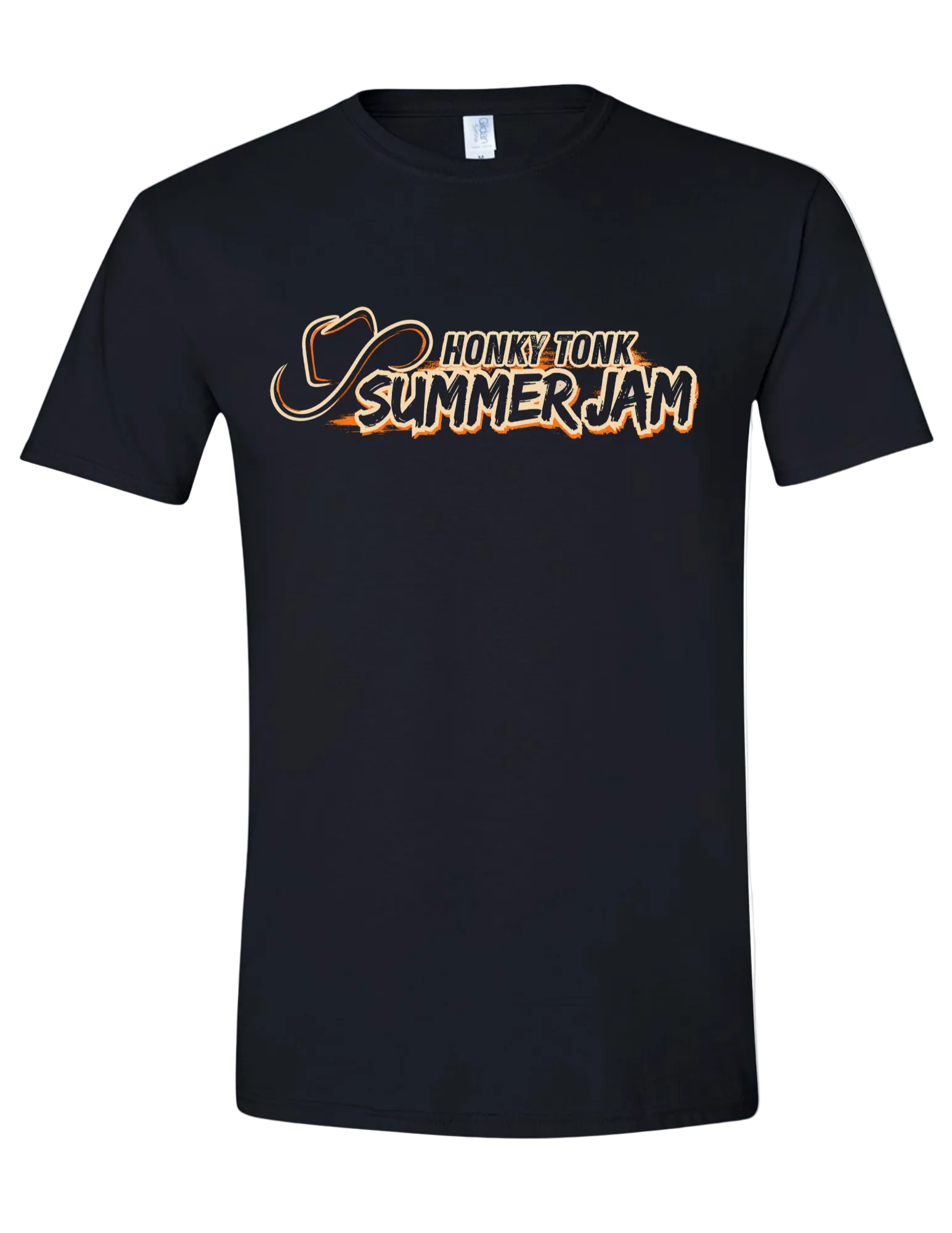 Black Honky Tonk Summer Jam 2026 graphic tee with western country music festival logo design on the front.