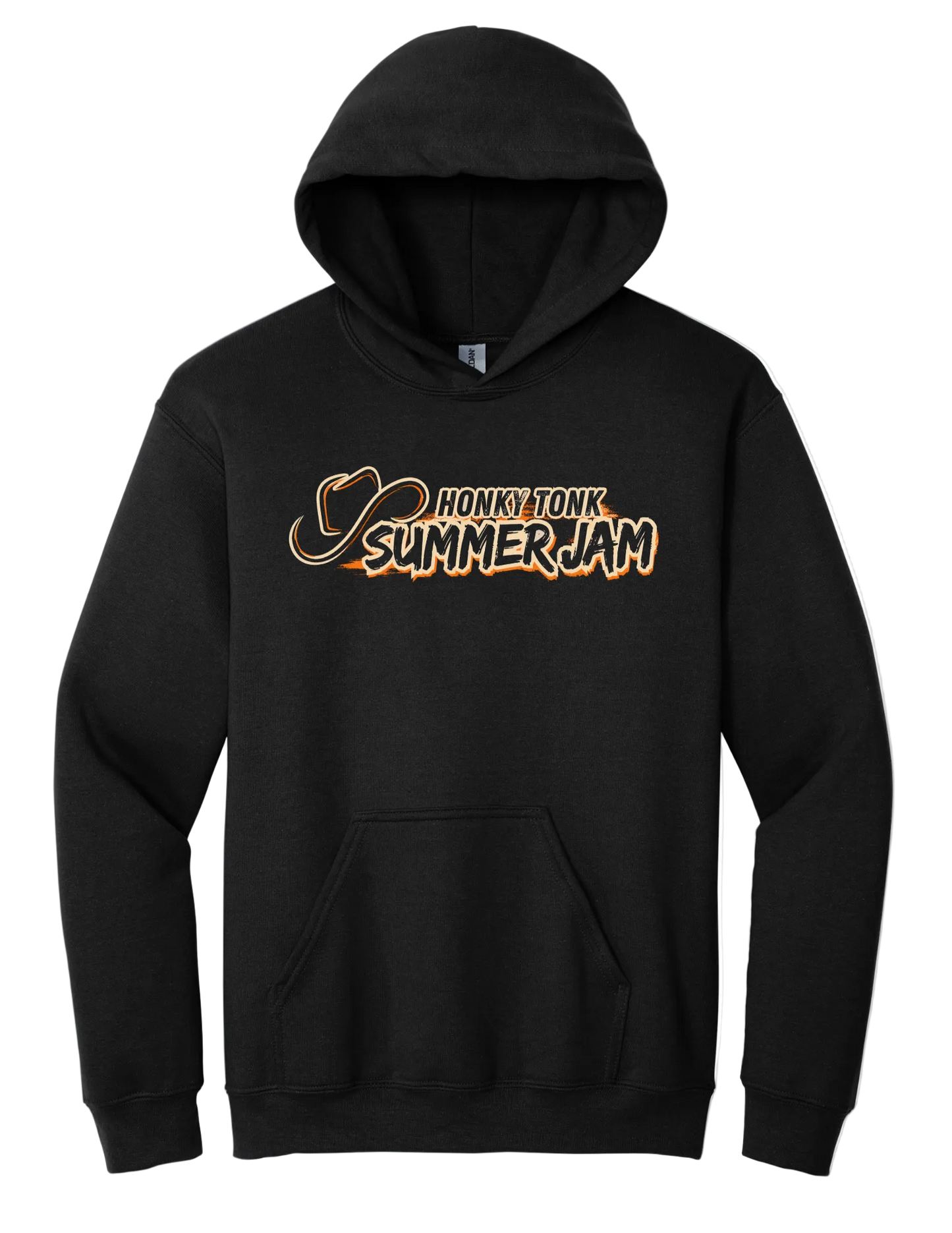 Black hoodie with 'Honky Tonk Summer Jam' text on it