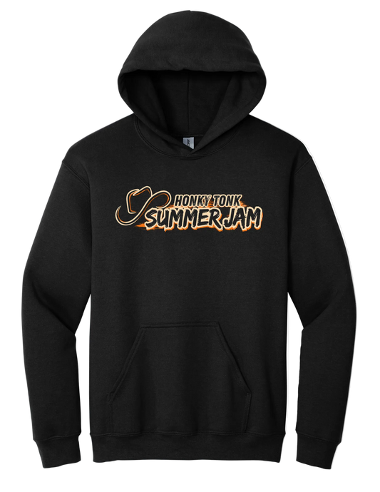 Black hoodie with 'Honky Tonk Summer Jam' text on it