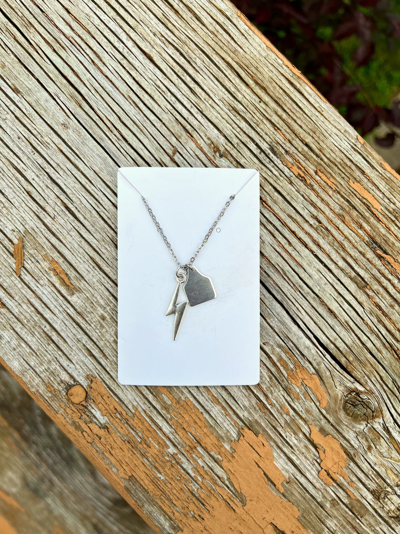 Custom Lightning Bolt Cow Tag Initial Necklace