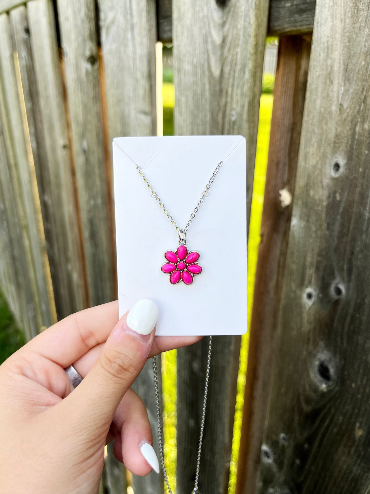 Hot Pink Flower Necklace