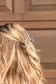 Western Waves Claw Clip with turquoise and pearl beading styled in blonde hair – Hides & Kinds