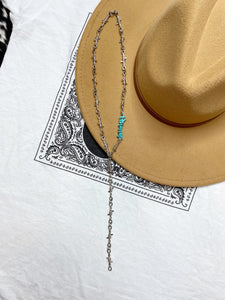 Silver and Turquoise Barbed Wire Lariat