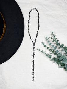Black Twisted Wire Lariat Necklace